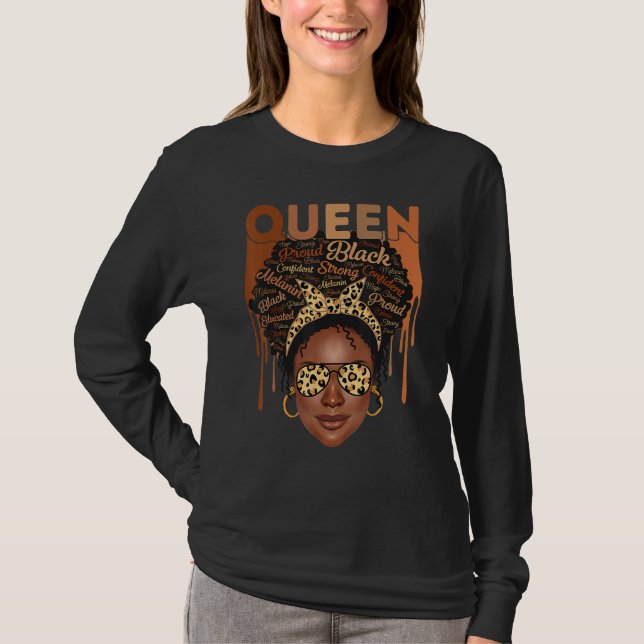 Camiseta Black Woman Educated Strong Melanin Queen African  (Anverso)