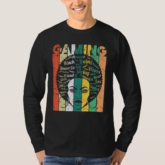 Camiseta Black Woman Gaming Afro Retro Cool Black History M (Anverso)