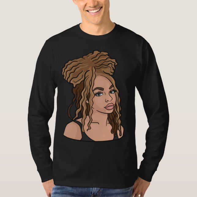 Camiseta Black Woman Natural Hair Golden Locs (Anverso)