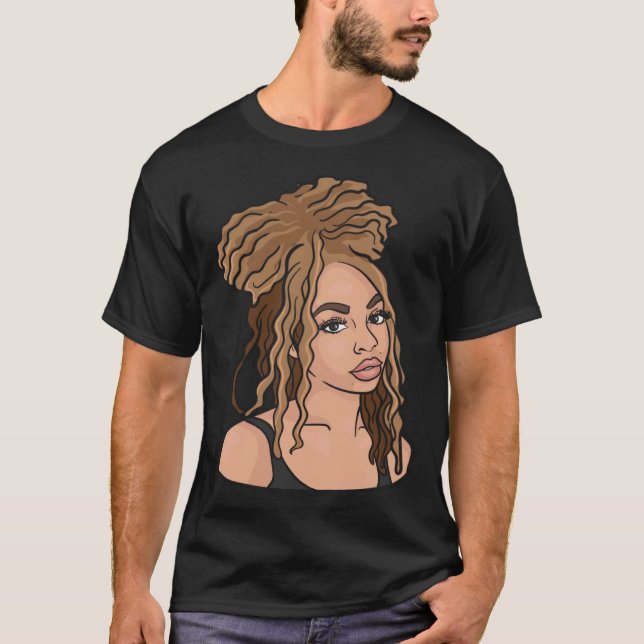 Camiseta Black Woman Natural Hair Golden Locs (Anverso)