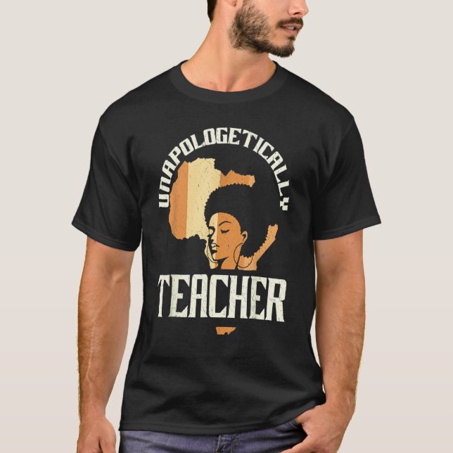 Camiseta Black Woman Teacher Afro Retro Black History Month (Anverso)