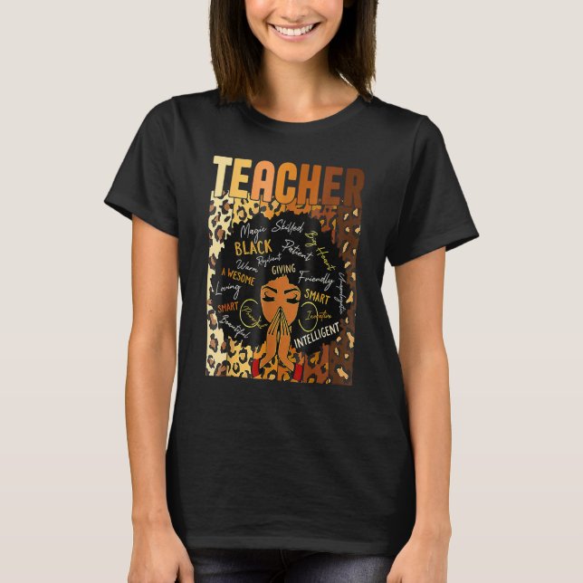 Camiseta Black Woman Teacher Afro Retro Matching Black Hist (Anverso)