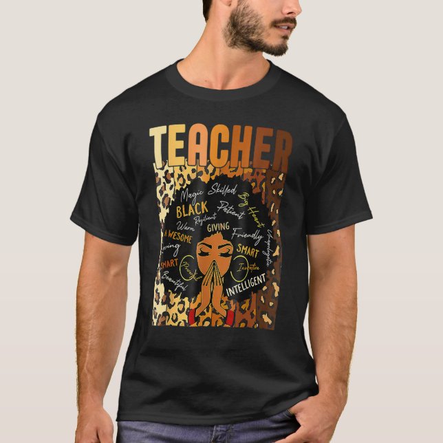 Camiseta Black Woman Teacher Afro Retro Matching Black Hist (Anverso)