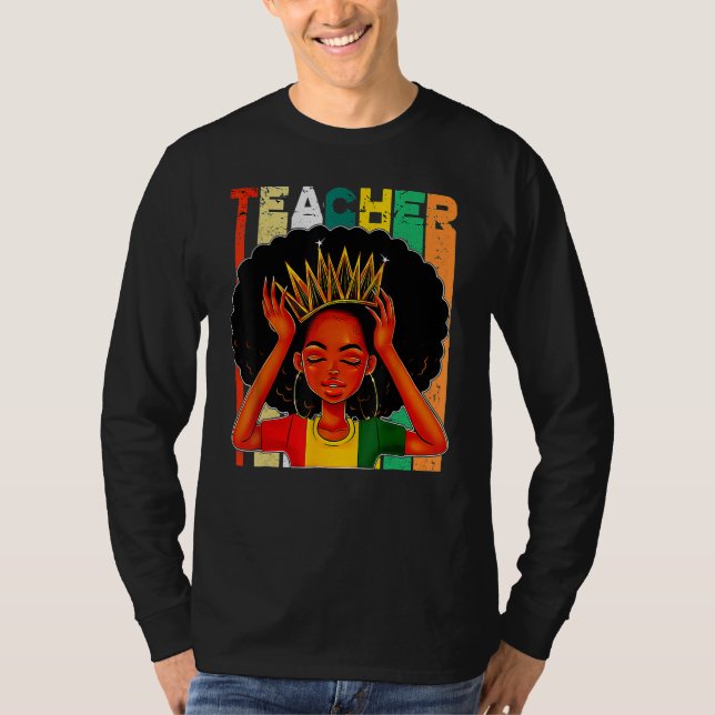 Camiseta Black Woman Teacher Afro Retro Matching Black Hist (Anverso)