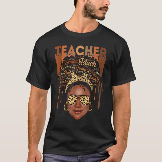 Camiseta Black Woman Teacher Afro Retro Matching Black Hist (Anverso)