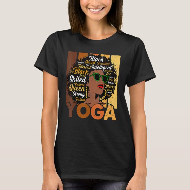 Camiseta Black Woman Yoga Afro Melanin Cool Black History M (Anverso)