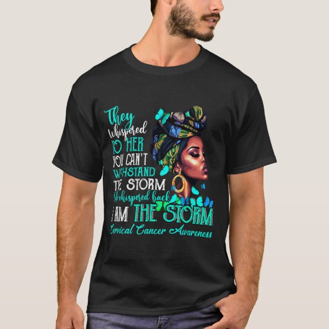 Camiseta Black Women Motivation Suprt Cervical Cancer Aware (Anverso)
