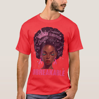 Camiseta Black Women Queen Unbreakable Breast Cancer Pink R