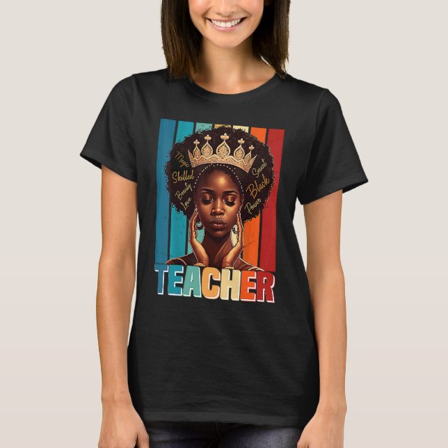 Camiseta Black Women Teacher Afro Melanin Black History Mon (Anverso)