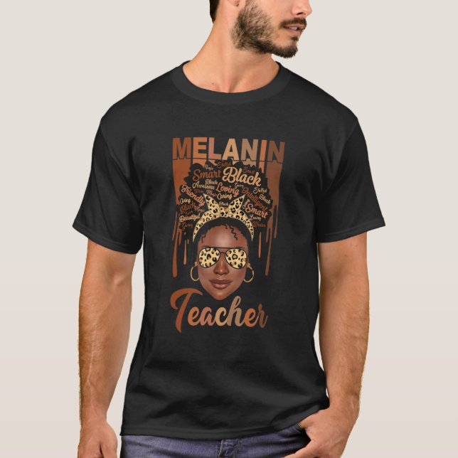 Camiseta Black Women Teacher Afro Retro Black History Month (Anverso)
