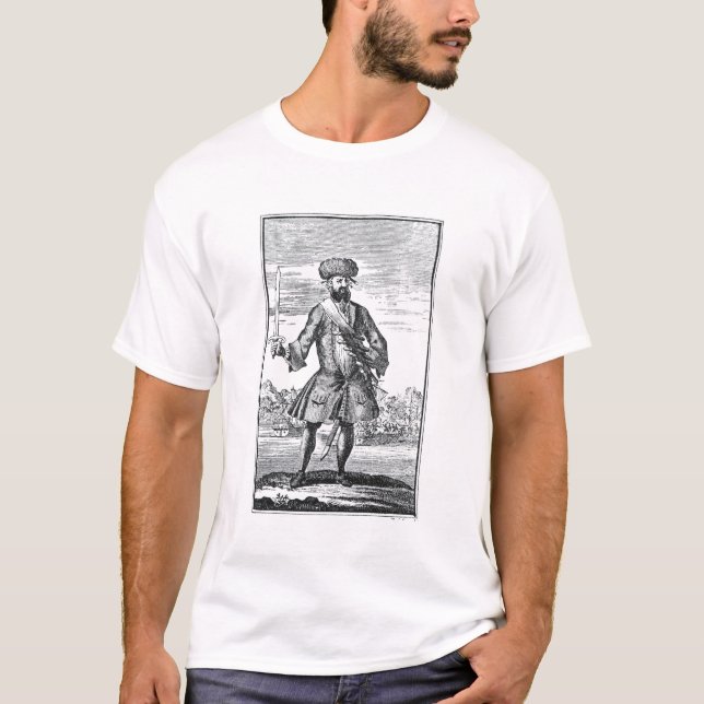 Camiseta Blackbeard el pirata, 'de una historia general de (Anverso)