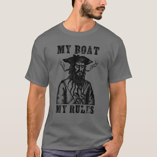 Camiseta Blackbeard Pirate My Boat My Rules Funny Boating (Anverso)