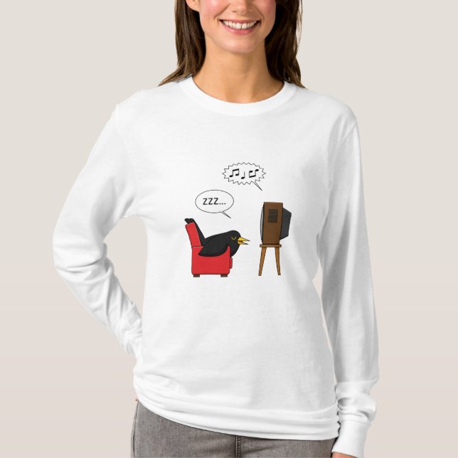 Camiseta Blackbird durmiendo frente al cómic de la TV (Anverso)