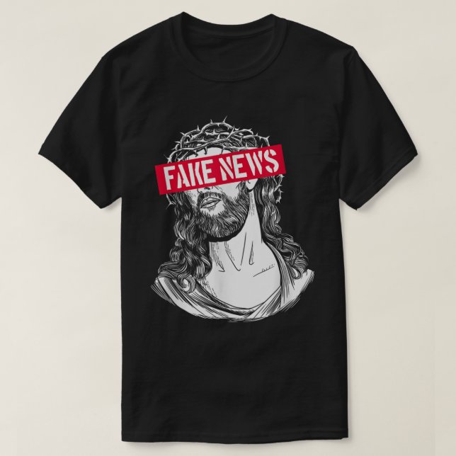 Camiseta Blackcraft Anti-Christian Fake News Funny Jesus At (Diseño del anverso)