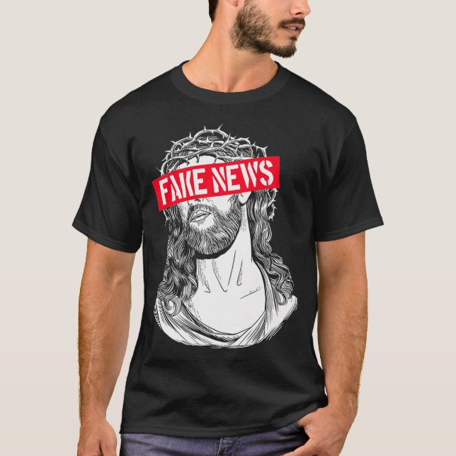 Camiseta Blackcraft Anti-Christian Fake News Funny Jesus At (Anverso)