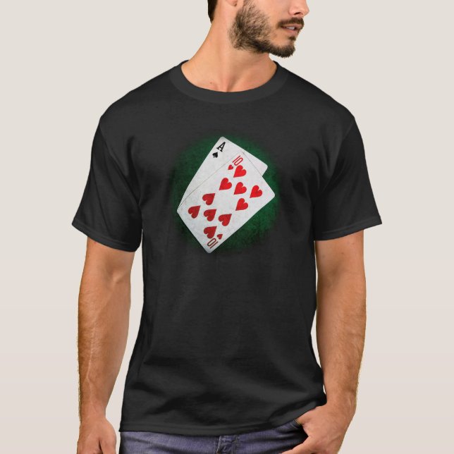 Camiseta Blackjack 21 punto - As, Diez (Anverso)