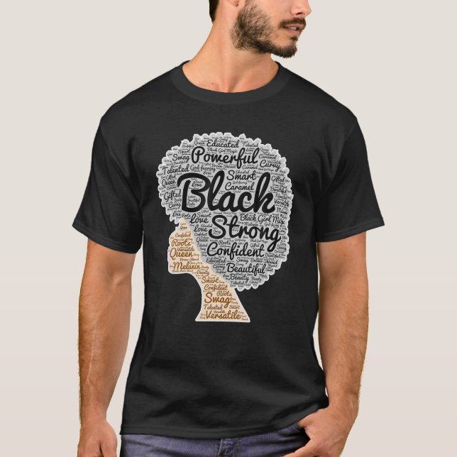 Camiseta Blacks History Month Afro Words Art Natural Hair (Anverso)