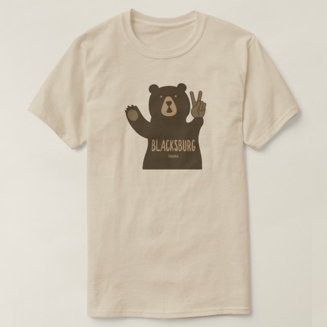 Camiseta Blacksburg Virginia Peace Bear (Diseño del anverso)