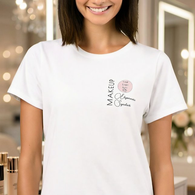 Camiseta BlackScriptEmployeeName Business Logo Makeup (Subido por el creador)