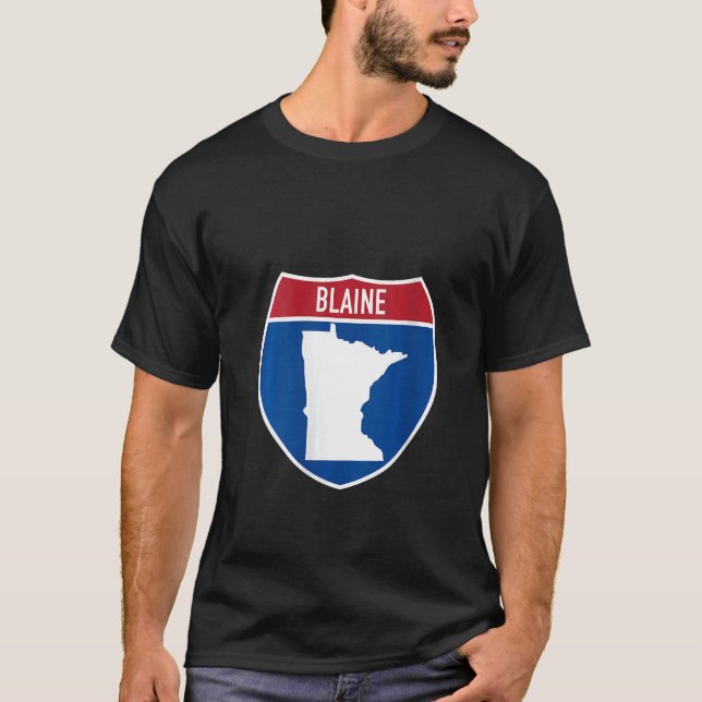Camiseta Blaine Minnesota Map Highway Interstate Rótulo Sou (Anverso)
