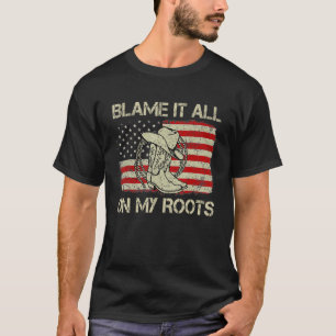Camiseta Blame It All On My Roots Country Western Boots Usa