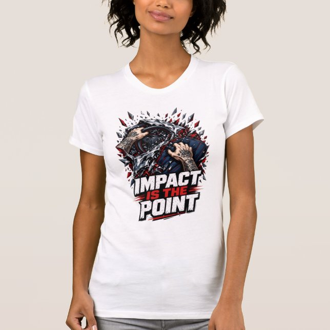 Camiseta blanca ADOM Impact Is The Point (Anverso)