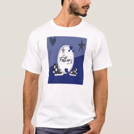 Camiseta Blanca Azul Papá y Zapatos de Niños Camis