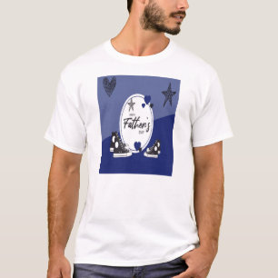 Camiseta Blanca Azul Papá y Zapatos de Niños Camis