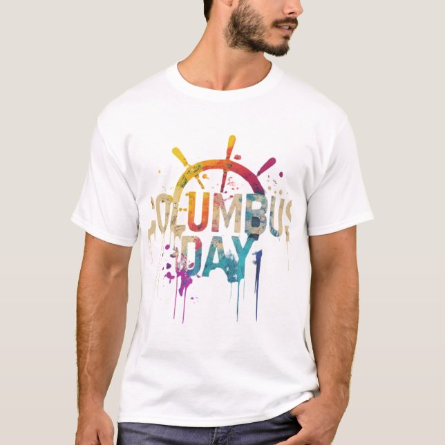 Camiseta blanca básica de Columbus Day (Anverso)