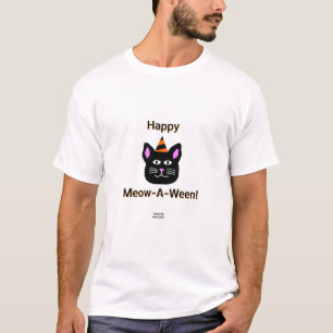 Camiseta blanca básica para hombres de gato negro