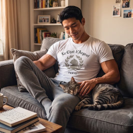 Camiseta blanca clásica de hombre Le Chat d'Argent