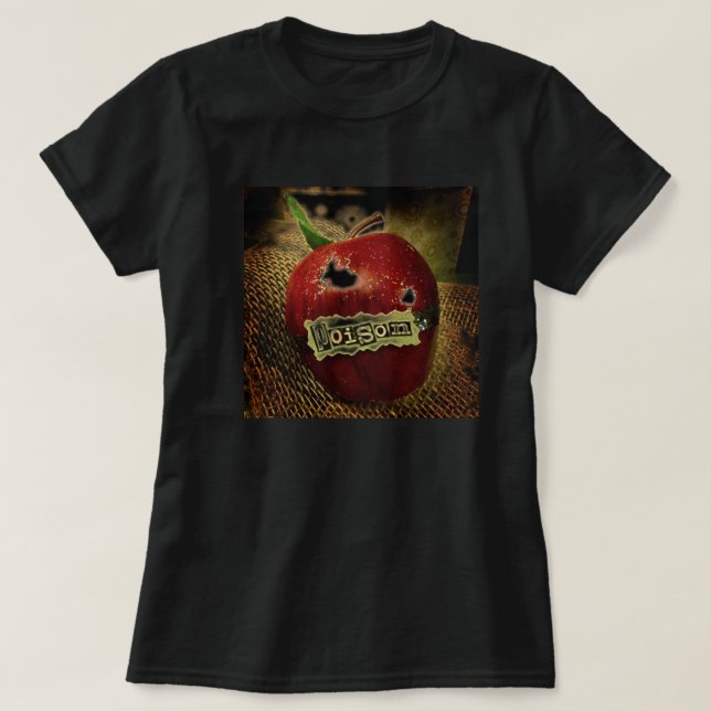 Camiseta blanca como la nieve de Apple del veneno (Diseño del anverso)