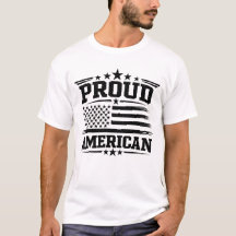 Camiseta blanca con bandera estadounidense Proud A