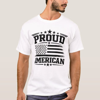 Camiseta blanca con bandera estadounidense Proud A