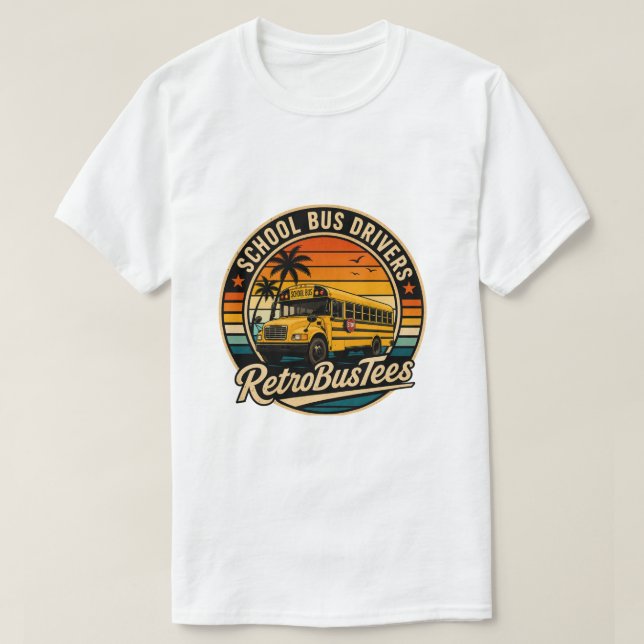 Camiseta blanca con círculo de conductor de autobú (Diseño del anverso)
