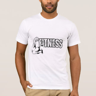 camiseta blanca con diseño de fitness