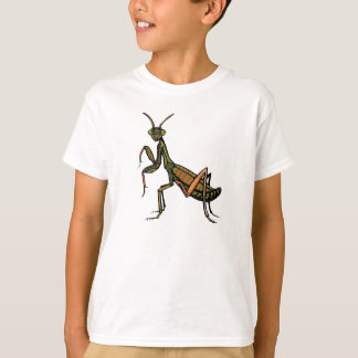 Camiseta blanca con diseño de la mantis religiosa