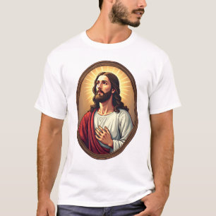 Camiseta blanca con grabado vintage de cresta de l