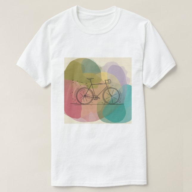 Camiseta blanca con gráfico de bicicleta abstracta (Diseño del anverso)
