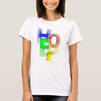 Camiseta blanca con la esperanza multicolor vibran
