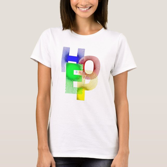 Camiseta blanca con la esperanza multicolor vibran (Anverso)