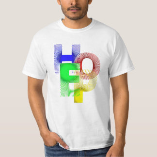 Camiseta blanca con la esperanza multicolor vibran