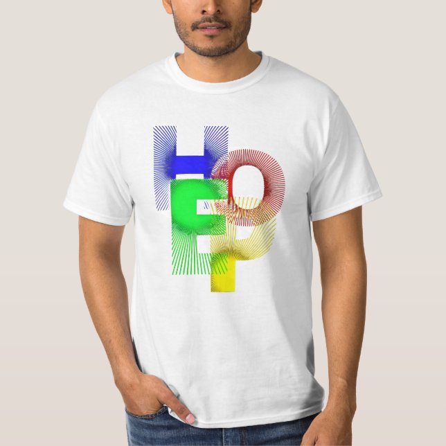 Camiseta blanca con la esperanza multicolor vibran (Anverso)