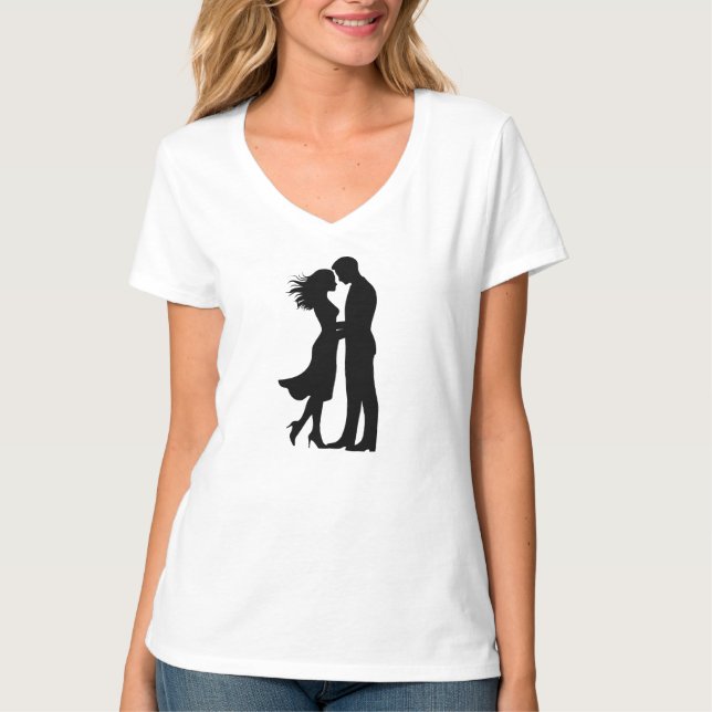 Camiseta blanca con la impresión de una pareja amo (Anverso)