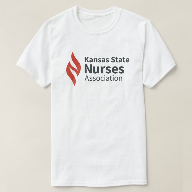 Camiseta blanca con logotipo de KSNA (Diseño del anverso)