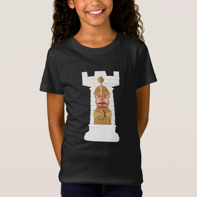 Camiseta blanca de ajedrez Rook (Anverso)