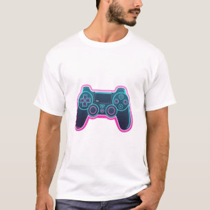 Camiseta blanca de algodón de controlador de juego