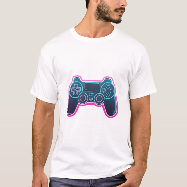 Camiseta blanca de algodón de controlador de juego (Anverso)