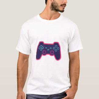 Camiseta blanca de algodón de controlador de juego