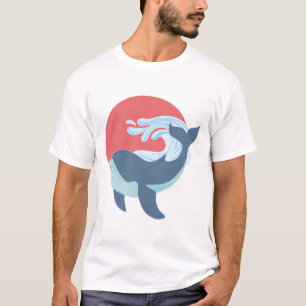 camiseta blanca de ballena azul natación